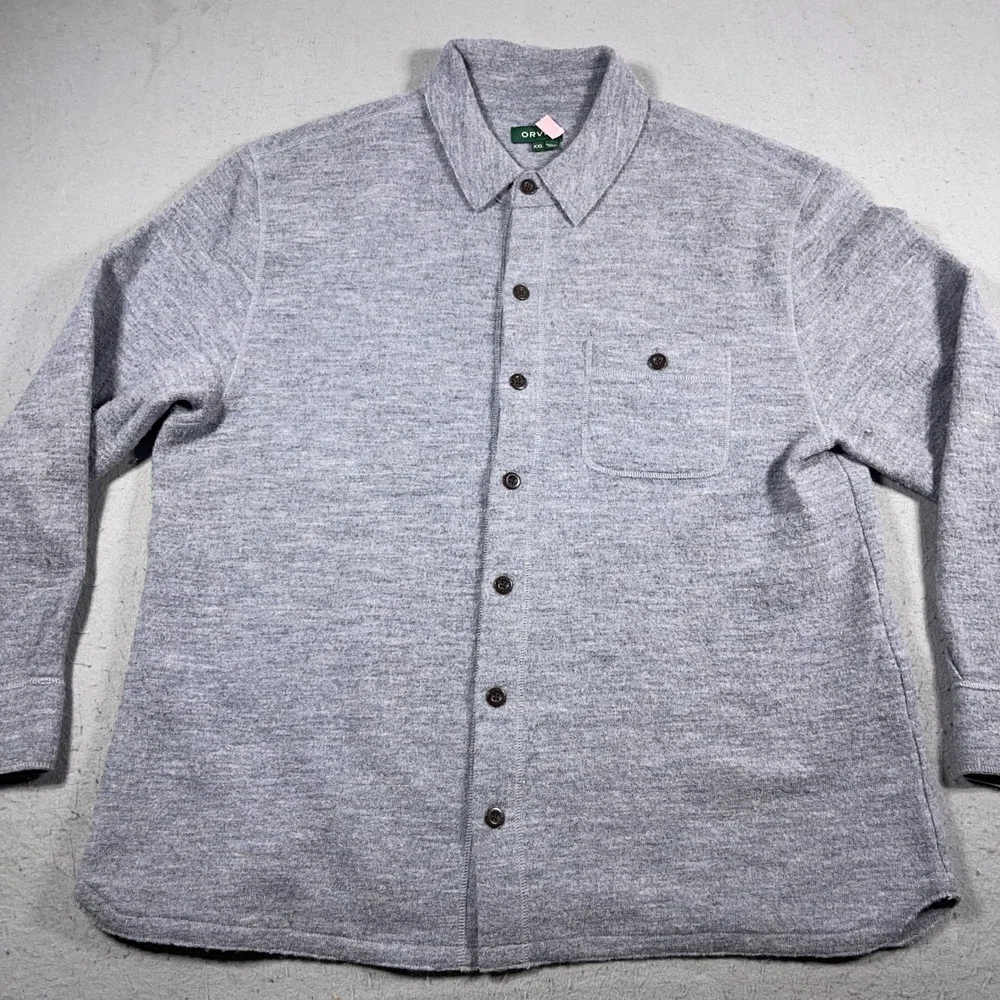 Orvis‎ Wool Blend Button Up Shirt Jacket Mens XXL Gray Outdoor Casual Outdoor